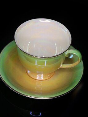 Royal Winton Grimwades Yellow Green Ombré Tea Cup & Saucer Lusterware 1930s
